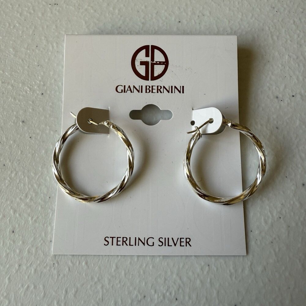 NWT Giani Bernini 925 Sterling Silver Twisted Hoop Earrings For Macy’s